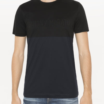 antony morato colour-block zwart blauw logo in reliëf j style menswear yerseke