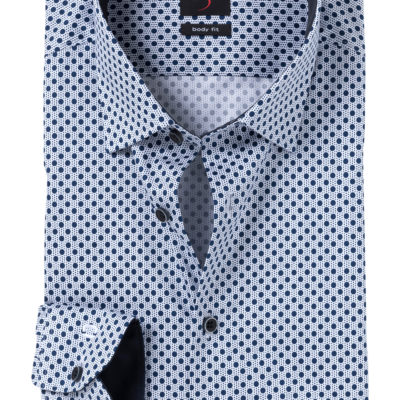 Olymp bodyfit overhemd blue dot j style menswear