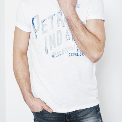 Petrol Industries t-shirt ronde hals petrol faded bright white