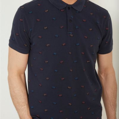 Petrol Industries Polo Fiets Print deep navy