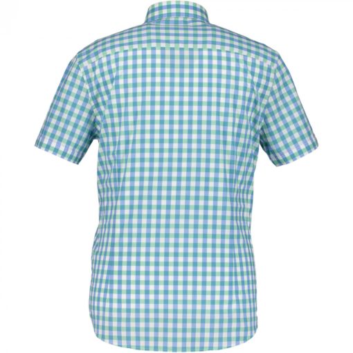 State of Art Katoenen overhemd met ruitpatroon donker lime/middenblauw