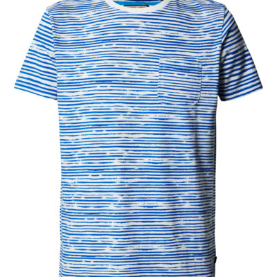 Petrol Industries t-shirt ronde hals fijn gestreept deep sea