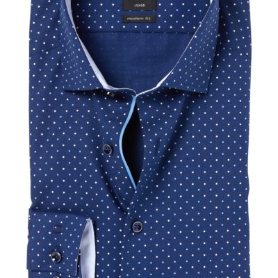 OLYMP Modern Fit overhemd, blauw gestipt (contrast)