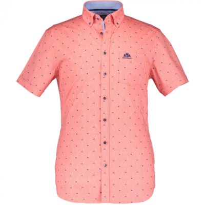 State of Art Korte mouw Poplin overhemd roze/kobalt