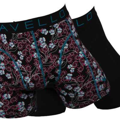 Cavello Boxershort 2-pack CB19003 zwart/ rood /petrol print