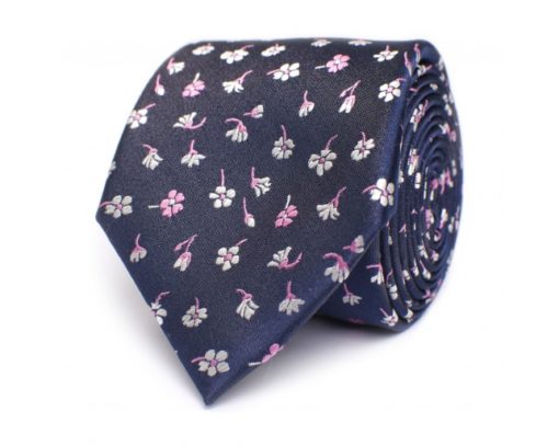 Tresanti Stropdas met Bloemen navy