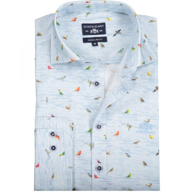 State of art poplin overhemd vogeltjes print