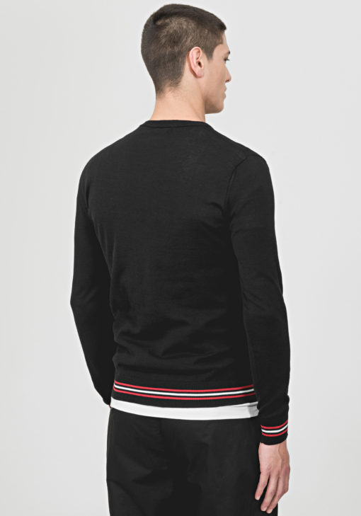 ANTONY MORATO ROUND-NECK SWEATER WITH FAUX-LEATHER PATCH