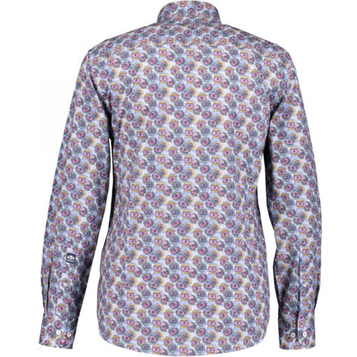 State of Art Poplin overhemd met lange mouw aubergine/kobalt