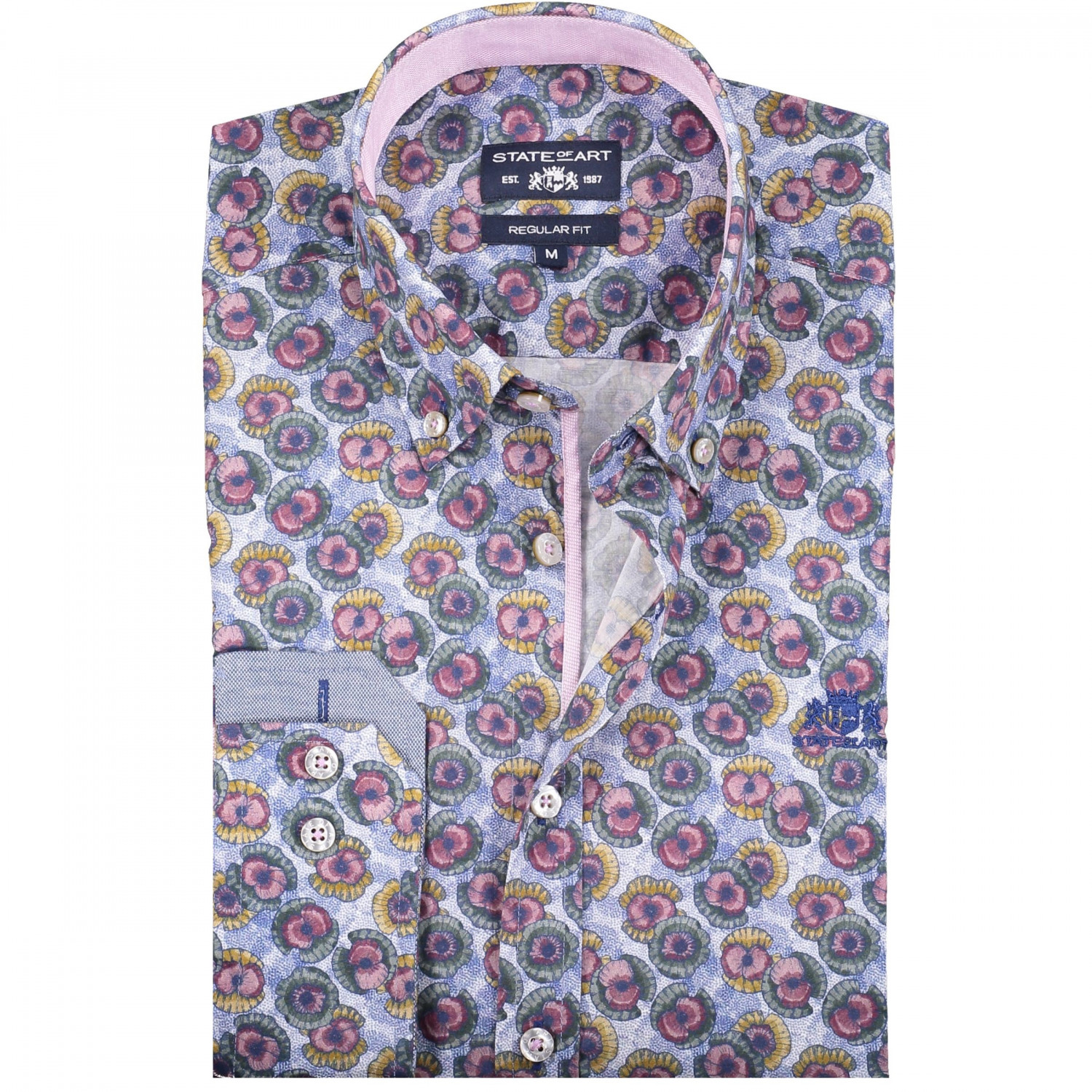 Gebeurt helper Ijdelheid State of Art Poplin overhemd met lange mouw aubergine/kobalt - J Style  Menswear