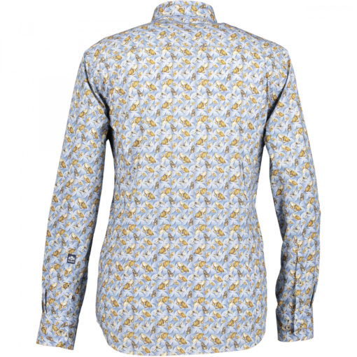 State of Art Overhemd met een vlinderprint zwavelgeel/kobalt