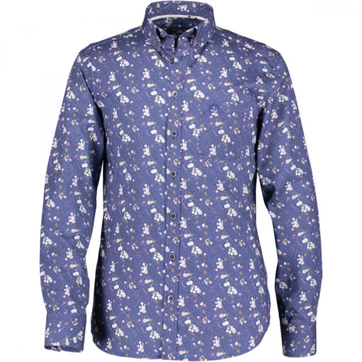 State of Art Overhemd met borstzak lila/marine