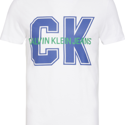 Calvin Klein Slim Varsity T-shirt bright white/mazarine/green