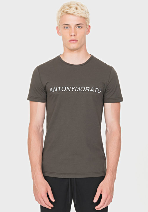 ANTONY MORATO REGULAR-FIT T-SHIRT IN 100% COTTON WITH EMBOSSED PRINT ON FRONT GREEN