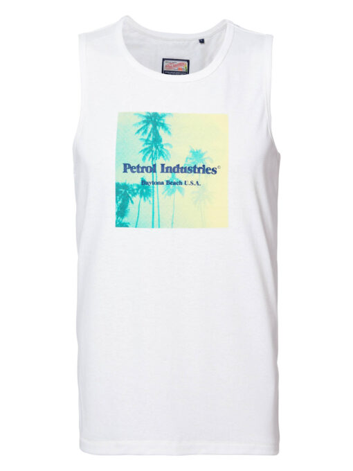 Petrol Industries Daytona Beach artwork singlet Bright White