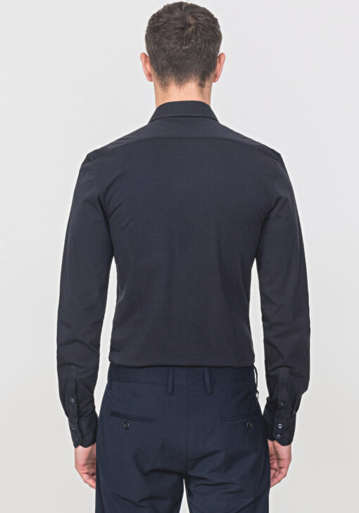 Antony Morato SUPER SLIM-FIT OVERHEMD JERSEY STOF BORSTZAK Blue Ink