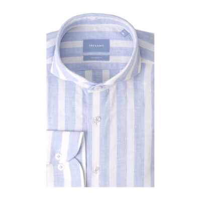 Tresanti Terry | Shirt block stripe cotton/linen light blue