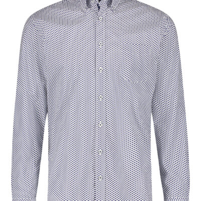 State of Art Overhemd met button down kraag kobalt/wit grijs