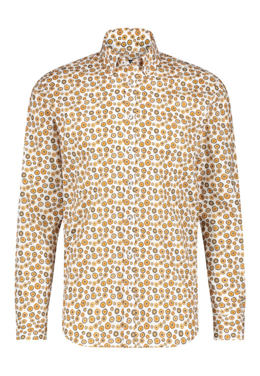 State of Art Overhemd met print en lange mouwen donkerbruin/mango