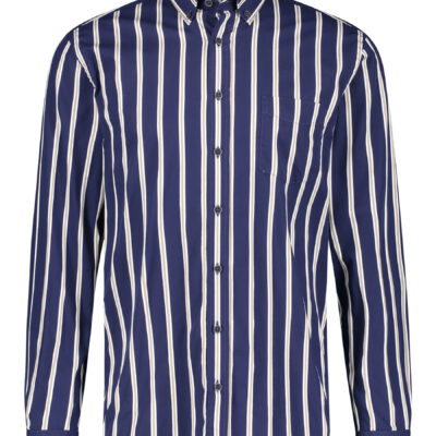 State of Art Katoenen overhemd met streepdessin donkerblauw/wit grijs