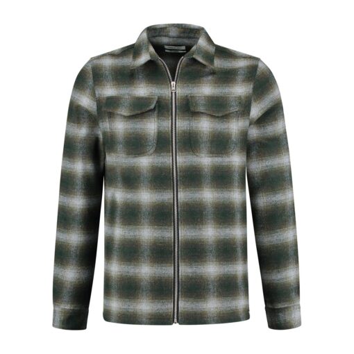 Circle of Trust JONAH ZIP SHIRT MILITAIRY GREEN CHECK