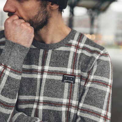 Kultivate Jumper Plaid Light Grey Melange