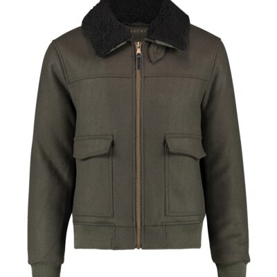 Purewhite Padded Woollen Jacket Army Green