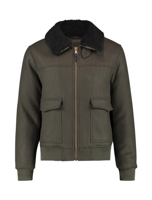 Purewhite Padded Woollen Jacket Army Green