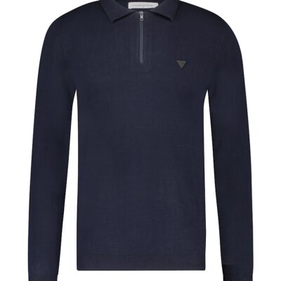 Purewhite Long Sleeve Knitted Polo Navy