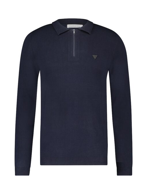 Purewhite Long Sleeve Knitted Polo Navy