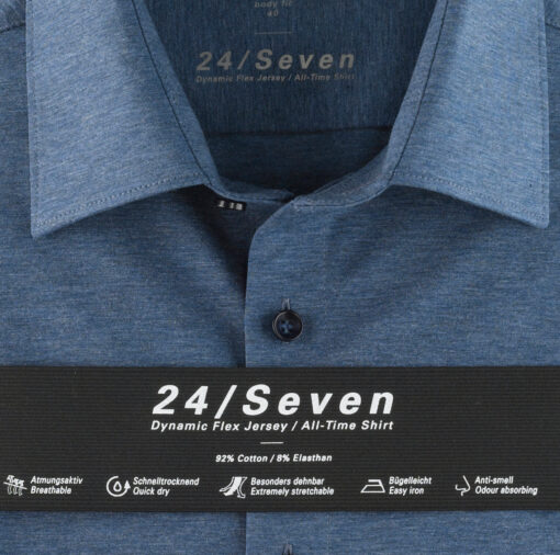 OLYMP Level Five 24/Seven Body Fit, Zakelijke Overhemd, New York Kent, Rookblauw