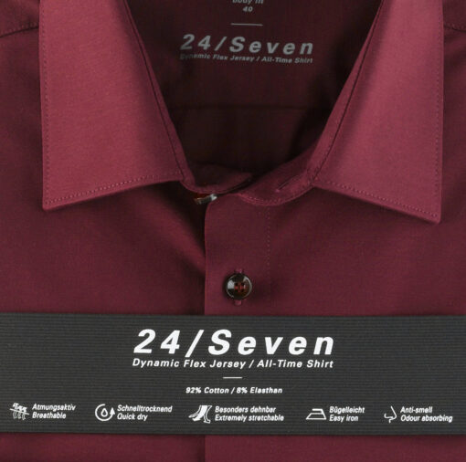OLYMP Level Five 24/Seven Body Fit, Zakelijke Overhemd, New York Kent, Bordeauxrood