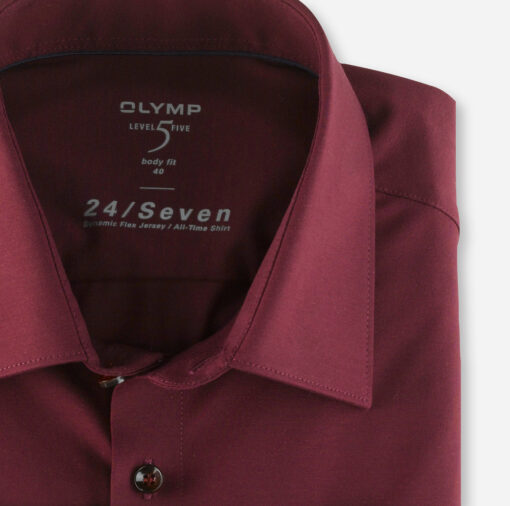 OLYMP Level Five 24/Seven Body Fit, Zakelijke Overhemd, New York Kent, Bordeauxrood
