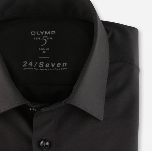OLYMP Level Five 24/Seven Body Fit, Zakelijke Overhemd, New York Kent, Zwart