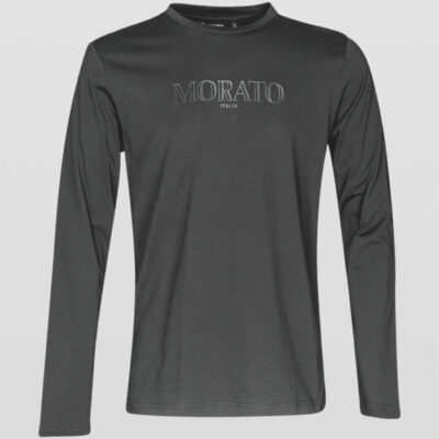 ANTONY MORATO ZACHT KATOENEN T-SHIRT MET RELIËF LOGO PRINT ZWART