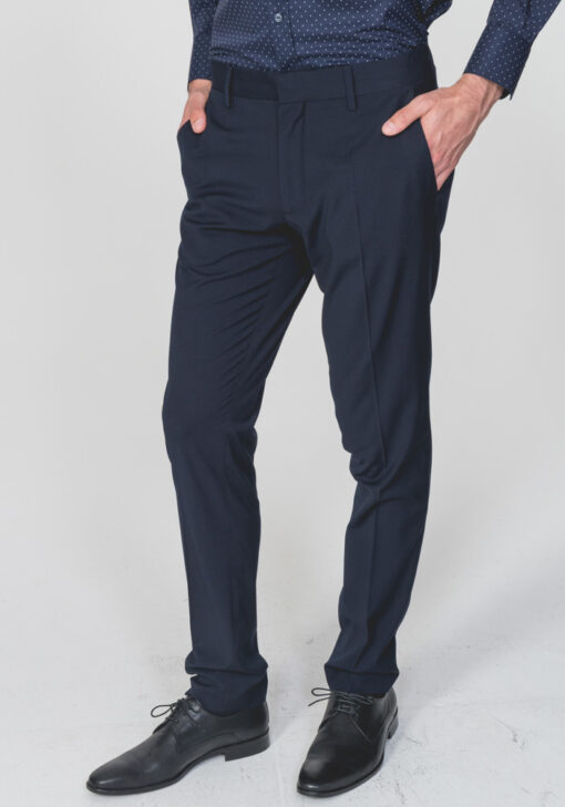 ANTONY MORATO SLIM-FIT PANTALON WOL-BLEND STRETCH STOF DONKERBLAUW