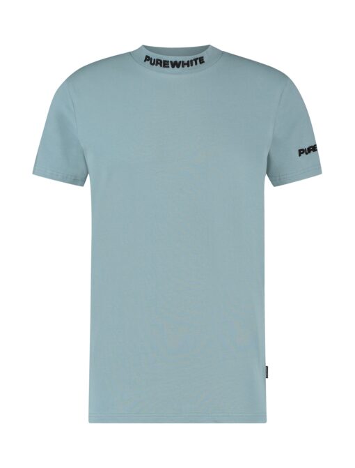 Purewhite Collar Logo T-shirt Blue