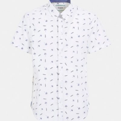 GUESS SS SUNSET SHIRT WHT/BLUE MICRO SURF