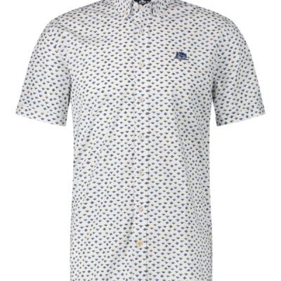 State of Art Regular fit overhemd met button down zwavelgeel/kobalt