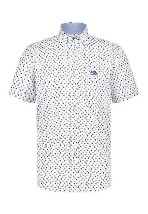 State of Art Overhemd met een geometrische print kobalt/zand