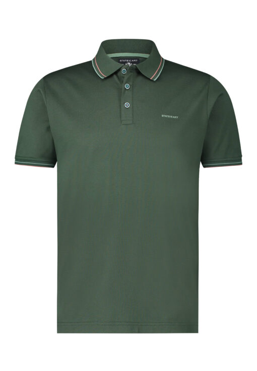 State of Art Polo met regular fit en borstlogo donkergroen