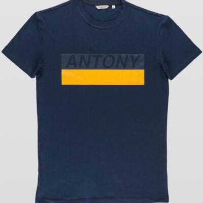 ANTONY MORATO SLIM-FIT T-SHIRT MET RUBBEREN PRINT AVIO BLUE