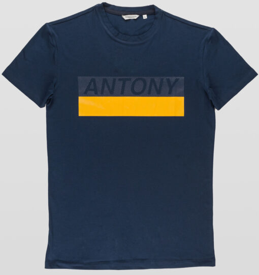 ANTONY MORATO SLIM-FIT T-SHIRT MET RUBBEREN PRINT AVIO BLUE