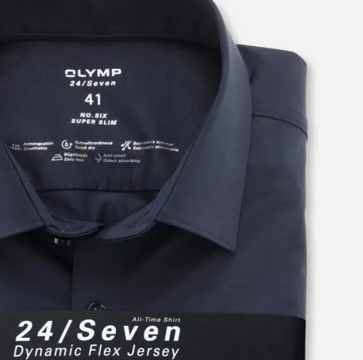 OLYMP No. Six 24/Seven Super Slim, Zakelijke Overhemd, Urban Kent, Marineblauw