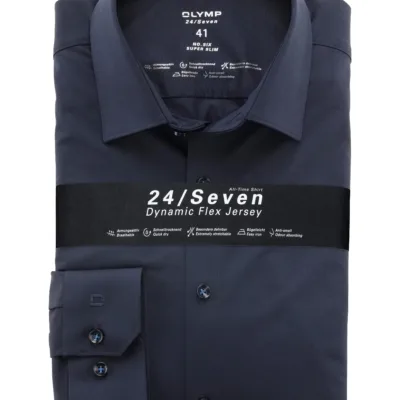 OLYMP No. Six 24/Seven Super Slim, Zakelijke Overhemd, Urban Kent, Marineblauw