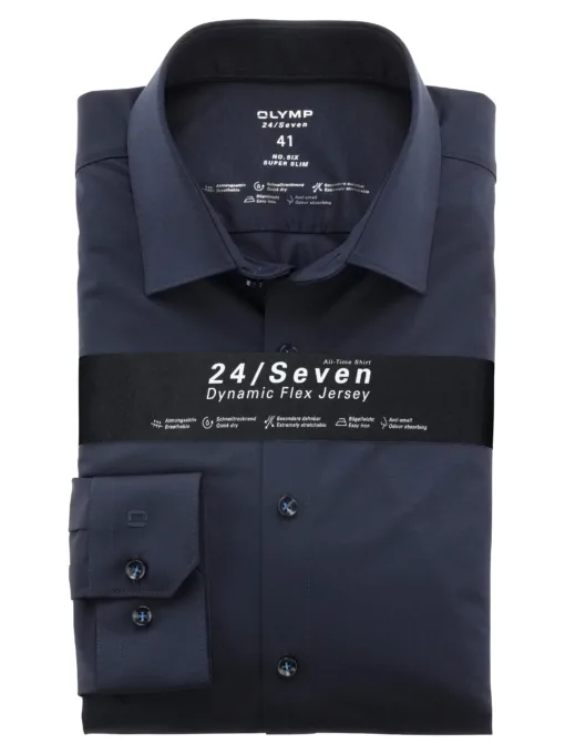 OLYMP No. Six 24/Seven Super Slim, Zakelijke Overhemd, Urban Kent, Marineblauw
