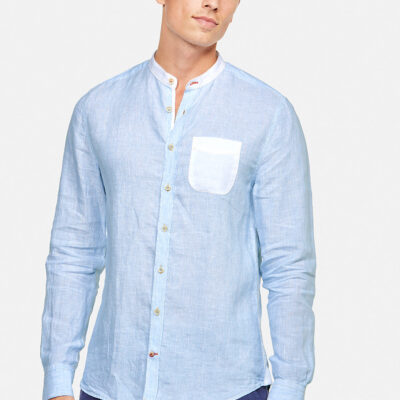COLOURS & SONS OVERHEMD GESTREEPT BLAUW WIT