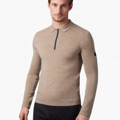 CAVALLARO NAPOLI MERINO POLO ZIP CAMEL