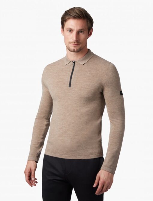 CAVALLARO NAPOLI MERINO POLO ZIP CAMEL