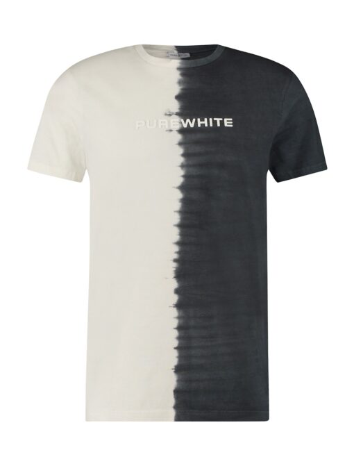 Purewhite Grungy Dip Dyed T-shirt Off White / Navy Blue